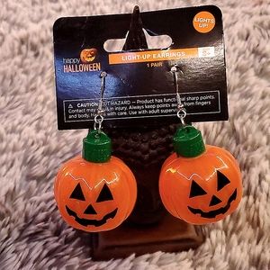 Light up jack-o-lantern earrings